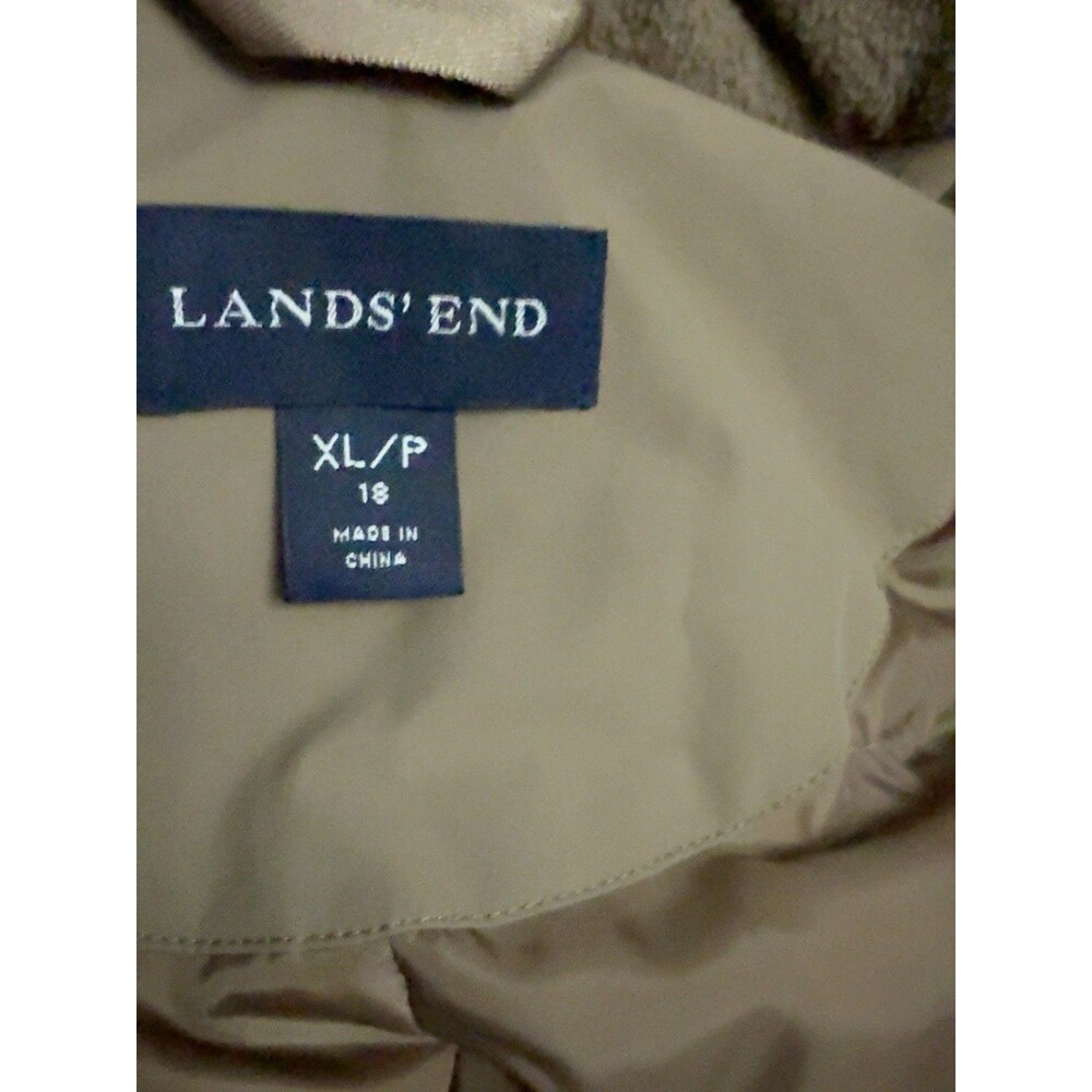 Lands End Down Coat Women XL 18 Taupe Long Winter Parka 80% Down No Hood - Picture 5 of 11